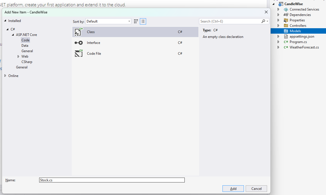 Adding Stock Model Class