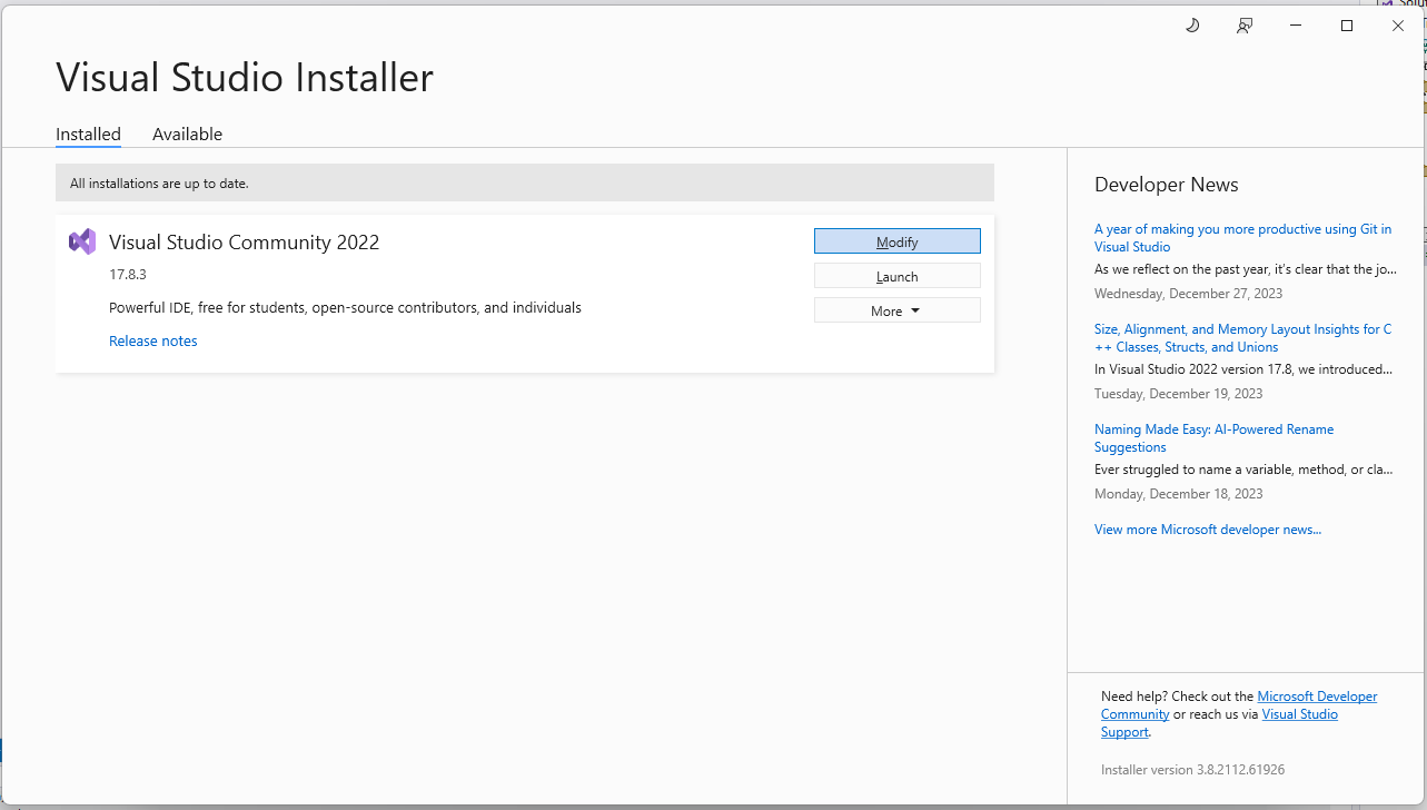 Visual Studio Installer