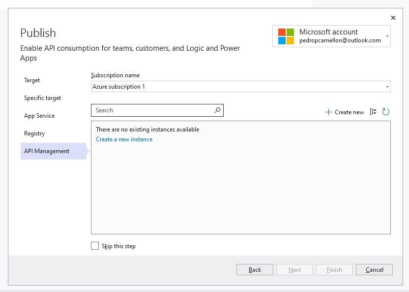 API Configuration Step 1