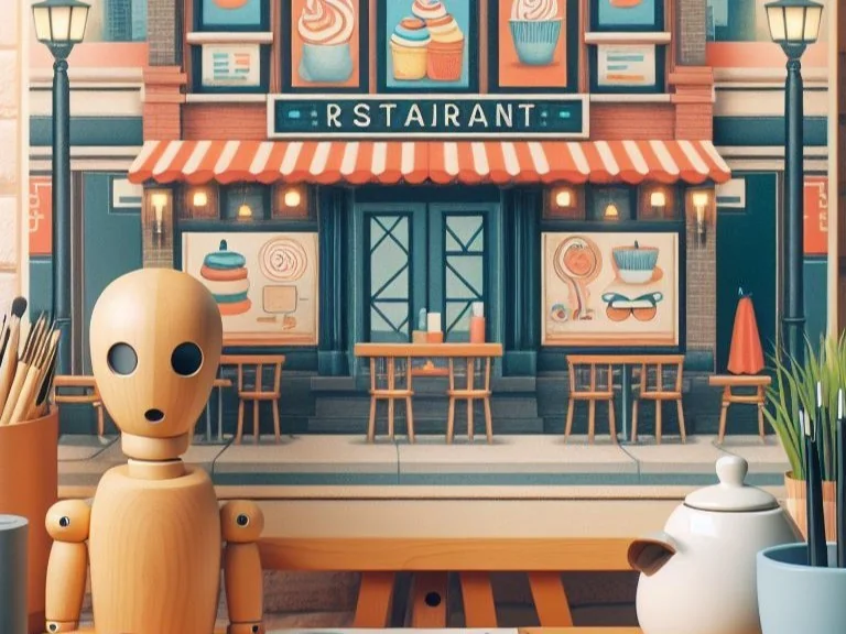 A restaurant wallpaper on top of a table